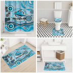 Cronulla Sutherland Sharks Rugby Bathroom Set Australian Aboriginal Dot Painting Style