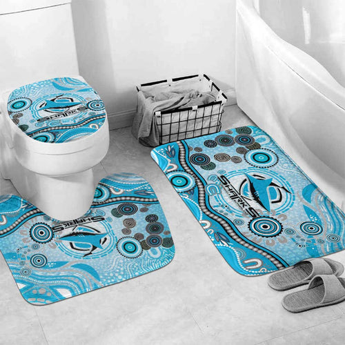 Cronulla Sutherland Sharks Rugby Bathroom Set Australian Aboriginal Dot Painting Style