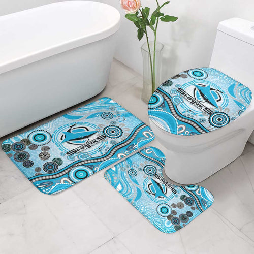 Cronulla Sutherland Sharks Rugby Bathroom Set Australian Aboriginal Dot Painting Style