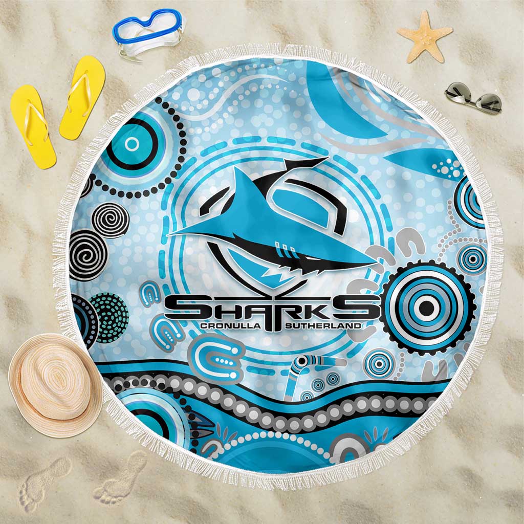 Cronulla Sutherland Sharks Rugby Beach Blanket Australian Aboriginal Dot Painting Style