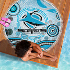 Cronulla Sutherland Sharks Rugby Beach Blanket Australian Aboriginal Dot Painting Style