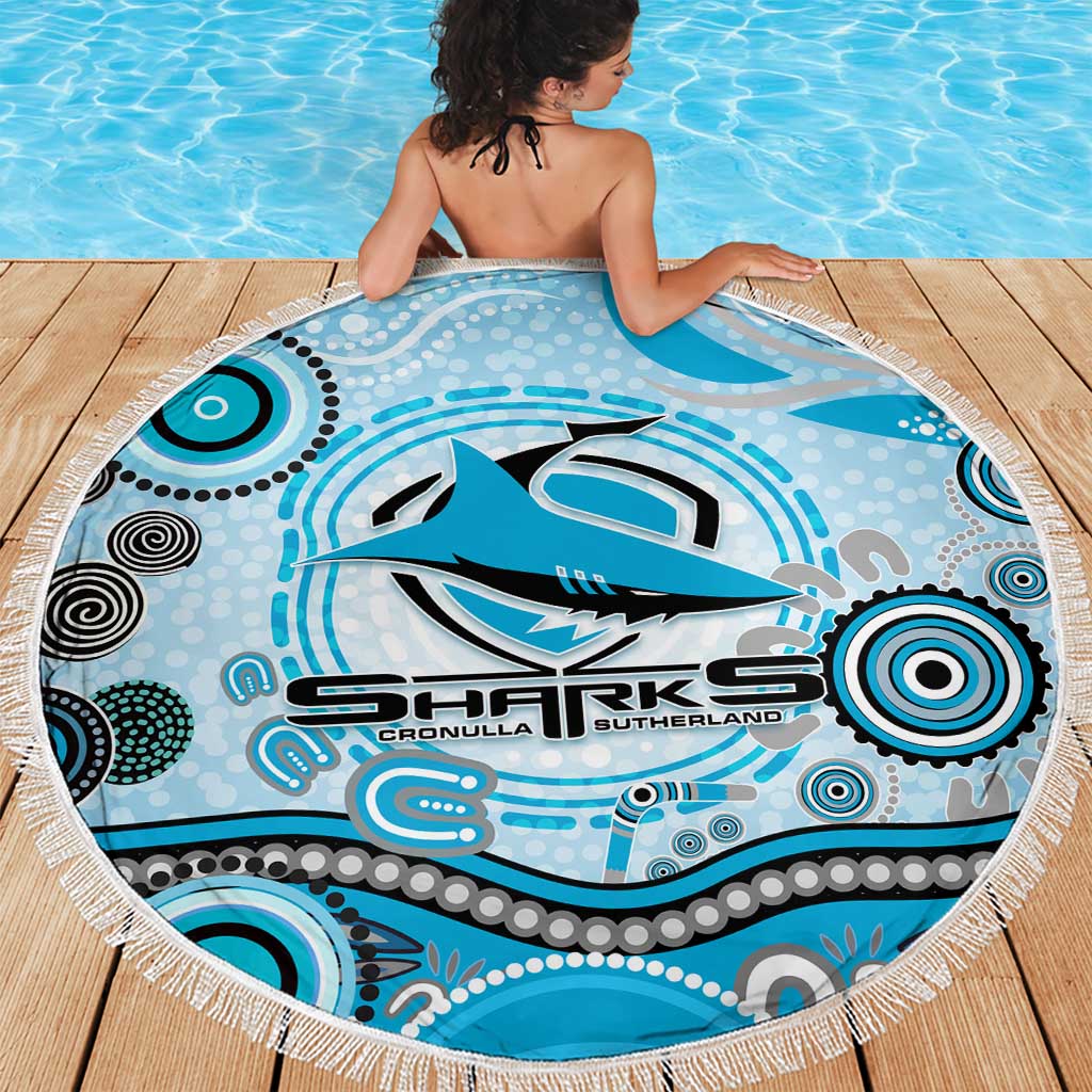 Cronulla Sutherland Sharks Rugby Beach Blanket Australian Aboriginal Dot Painting Style