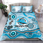 Cronulla Sutherland Sharks Rugby Bedding Set Australian Aboriginal Dot Painting Style