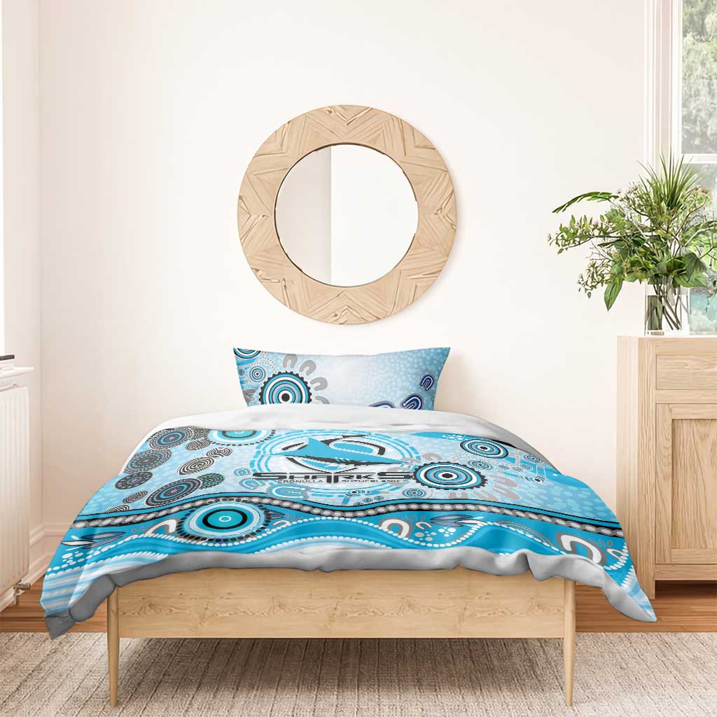 Cronulla Sutherland Sharks Rugby Bedding Set Australian Aboriginal Dot Painting Style