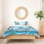 Cronulla Sutherland Sharks Rugby Bedding Set Australian Aboriginal Dot Painting Style