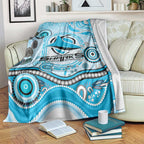Cronulla Sutherland Sharks Rugby Blanket Australian Aboriginal Dot Painting Style