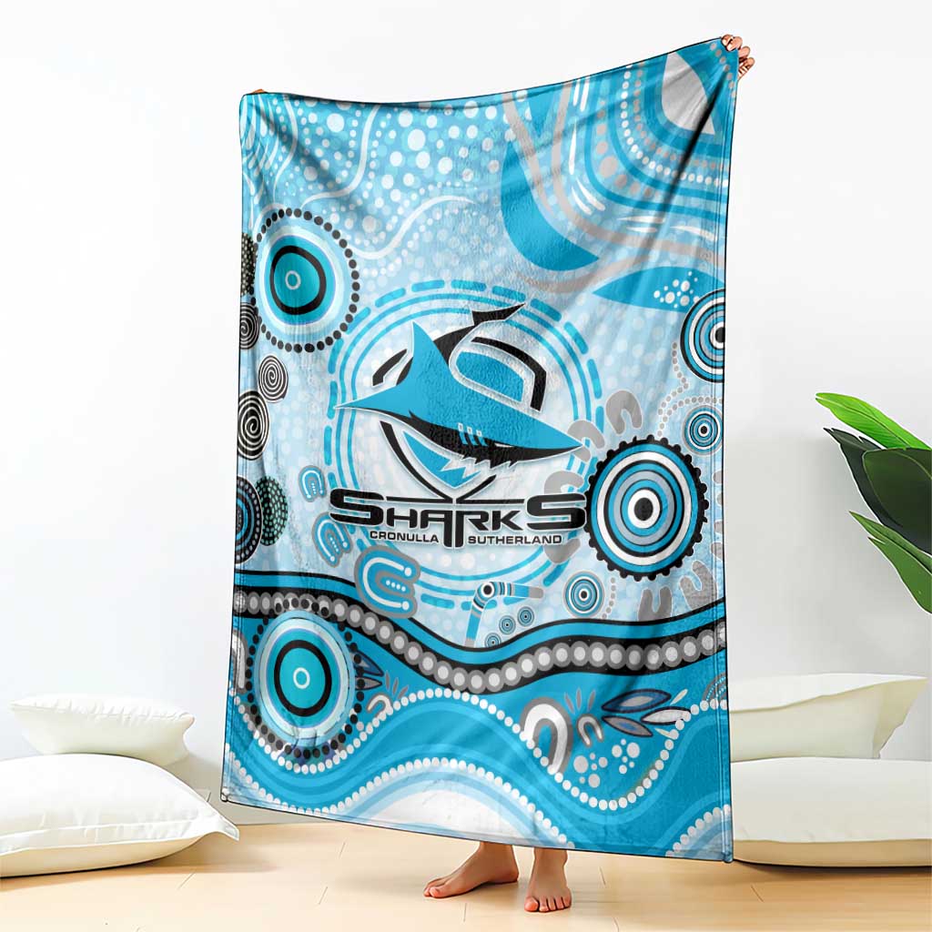 Cronulla Sutherland Sharks Rugby Blanket Australian Aboriginal Dot Painting Style