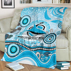 Cronulla Sutherland Sharks Rugby Blanket Australian Aboriginal Dot Painting Style