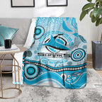 Cronulla Sutherland Sharks Rugby Blanket Australian Aboriginal Dot Painting Style