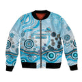 Cronulla Sutherland Sharks Rugby Bomber Jacket Australian Aboriginal Dot Painting Style