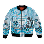 Cronulla Sutherland Sharks Rugby Bomber Jacket Australian Aboriginal Dot Painting Style