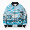 Cronulla Sutherland Sharks Rugby Bomber Puffer Jacket Australian Aboriginal Dot Painting Style
