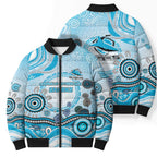 Cronulla Sutherland Sharks Rugby Bomber Puffer Jacket Australian Aboriginal Dot Painting Style