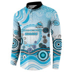 Cronulla Sutherland Sharks Rugby Button Sweatshirt Australian Aboriginal Dot Painting Style