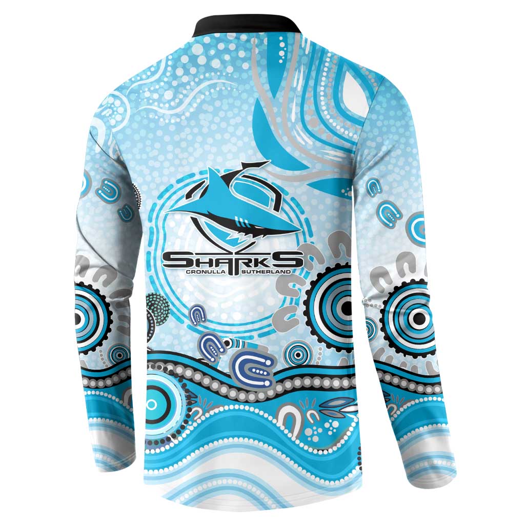 Cronulla Sutherland Sharks Rugby Button Sweatshirt Australian Aboriginal Dot Painting Style