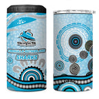 Cronulla Sutherland Sharks Rugby 4 in 1 Can Cooler Tumbler Australian Aboriginal Dot Painting Style