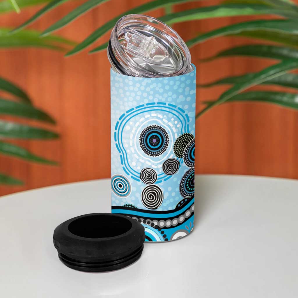 Cronulla Sutherland Sharks Rugby 4 in 1 Can Cooler Tumbler Australian Aboriginal Dot Painting Style