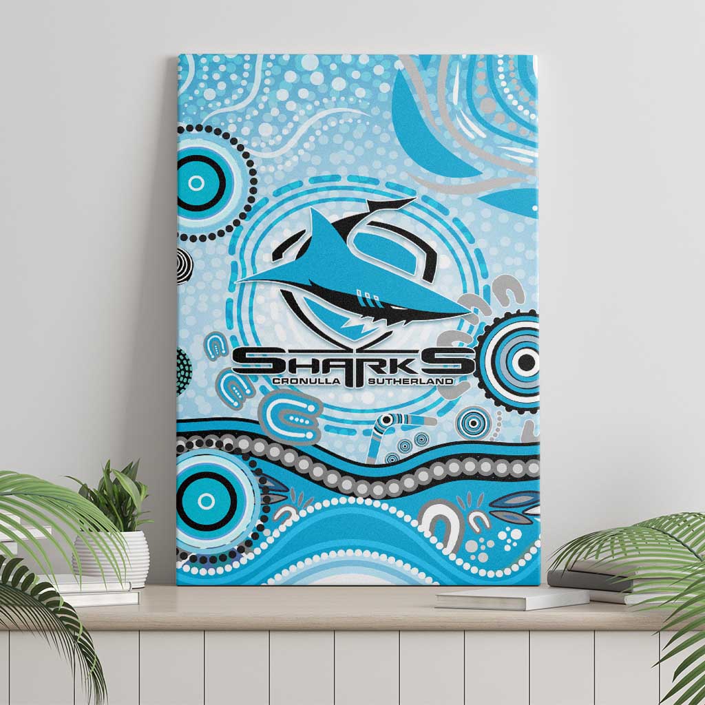 Cronulla Sutherland Sharks Rugby Canvas Wall Art Australian Aboriginal Dot Painting Style