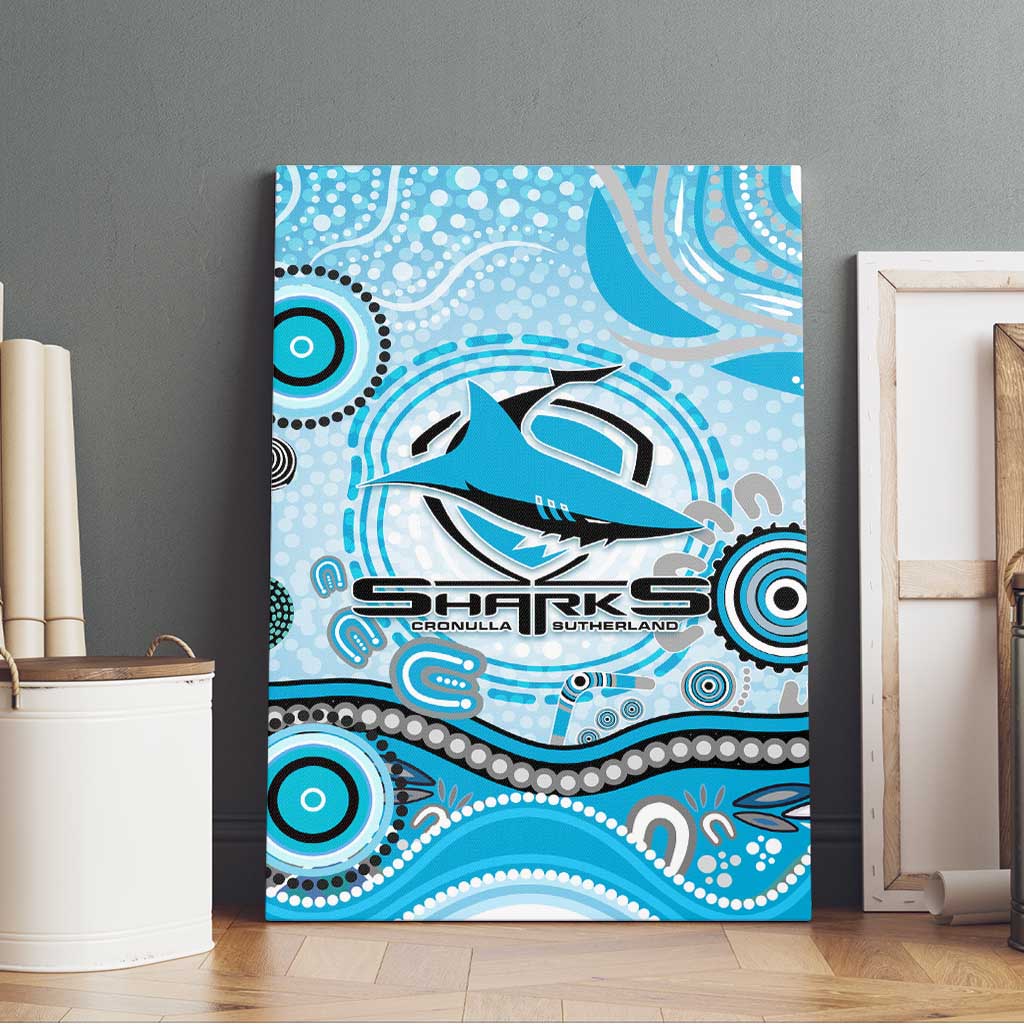 Cronulla Sutherland Sharks Rugby Canvas Wall Art Australian Aboriginal Dot Painting Style
