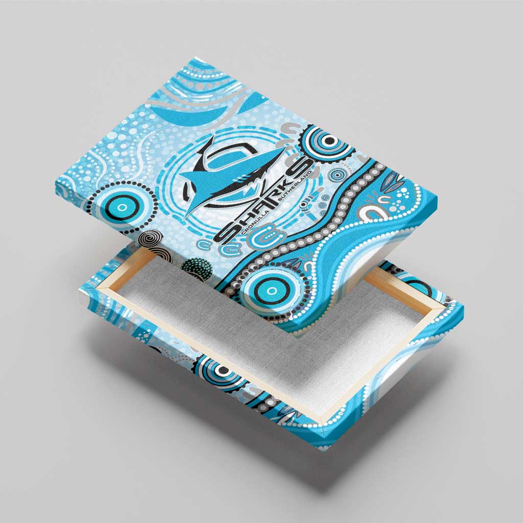 Cronulla Sutherland Sharks Rugby Canvas Wall Art Australian Aboriginal Dot Painting Style