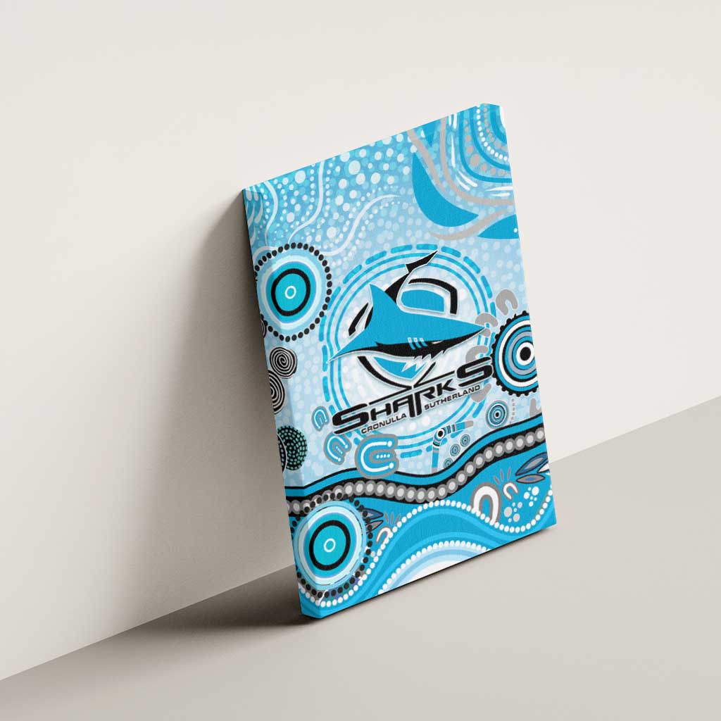 Cronulla Sutherland Sharks Rugby Canvas Wall Art Australian Aboriginal Dot Painting Style