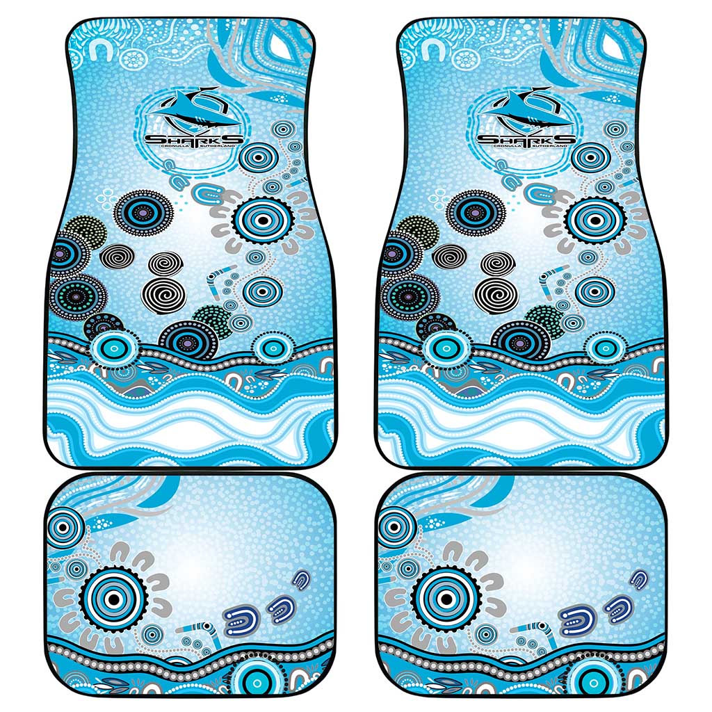 Cronulla Sutherland Sharks Rugby Car Mats Australian Aboriginal Dot Painting Style