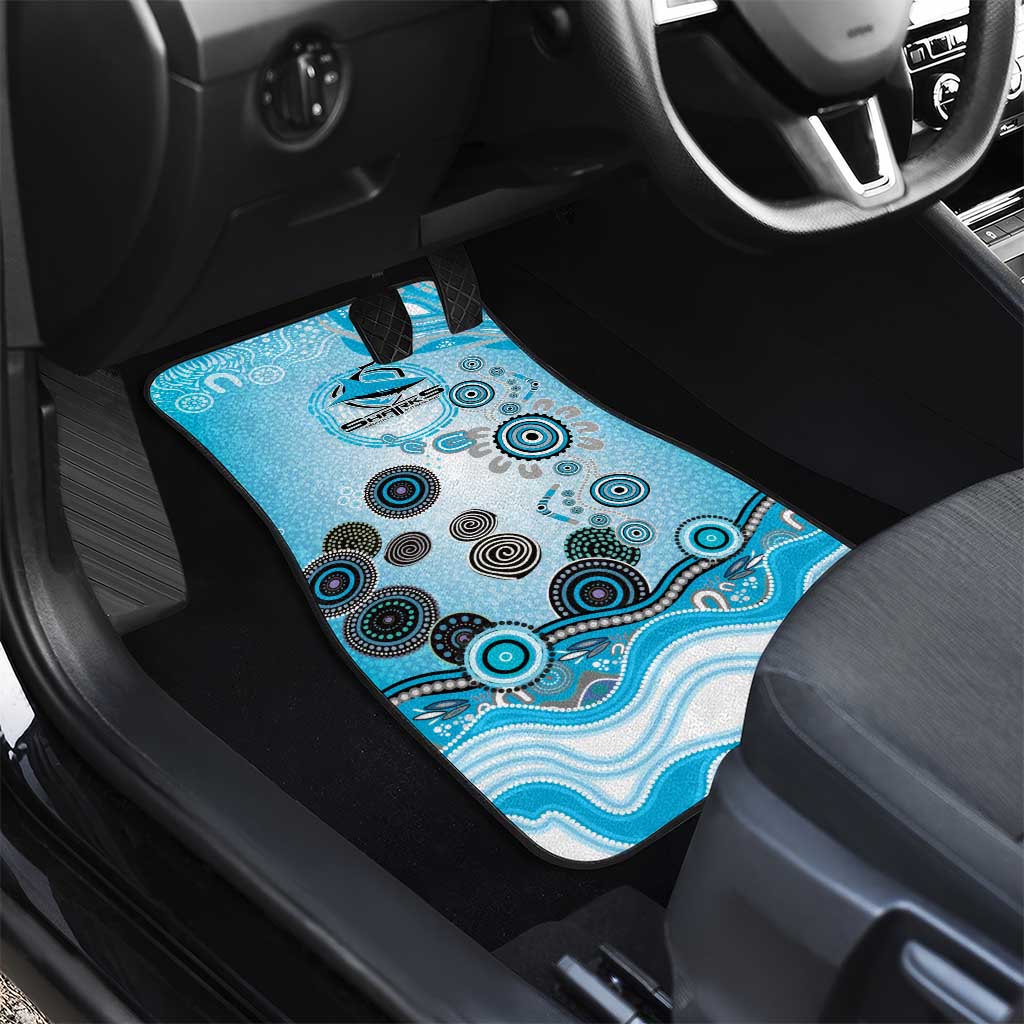 Cronulla Sutherland Sharks Rugby Car Mats Australian Aboriginal Dot Painting Style