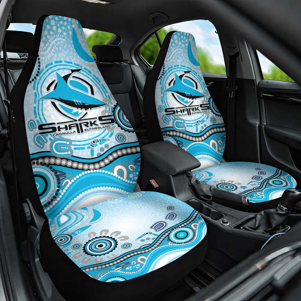 Cronulla Sutherland Sharks Rugby Car Seat Cover Australian Aboriginal Dot Painting Style