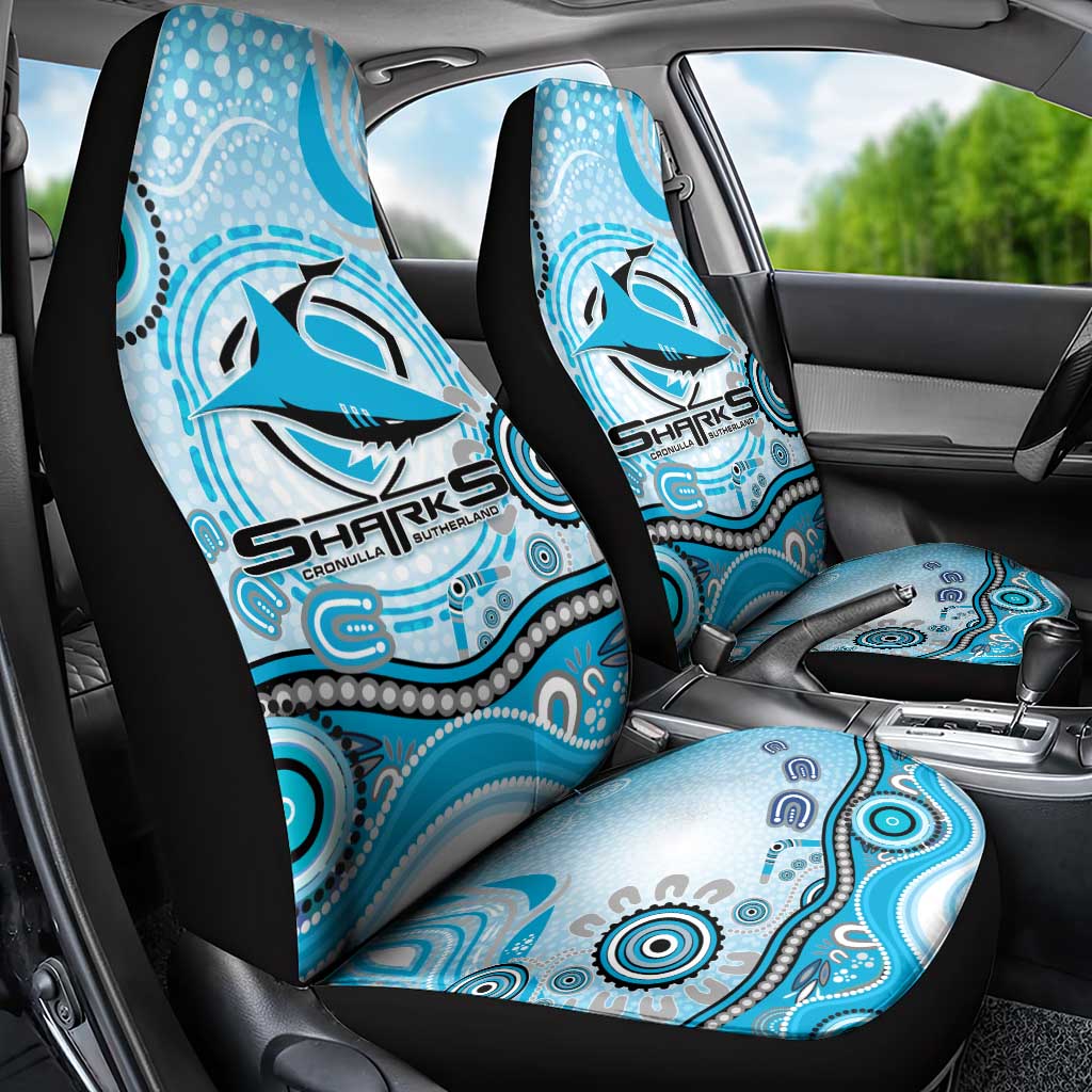 Cronulla Sutherland Sharks Rugby Car Seat Cover Australian Aboriginal Dot Painting Style