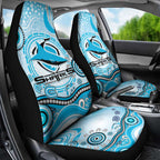 Cronulla Sutherland Sharks Rugby Car Seat Cover Australian Aboriginal Dot Painting Style