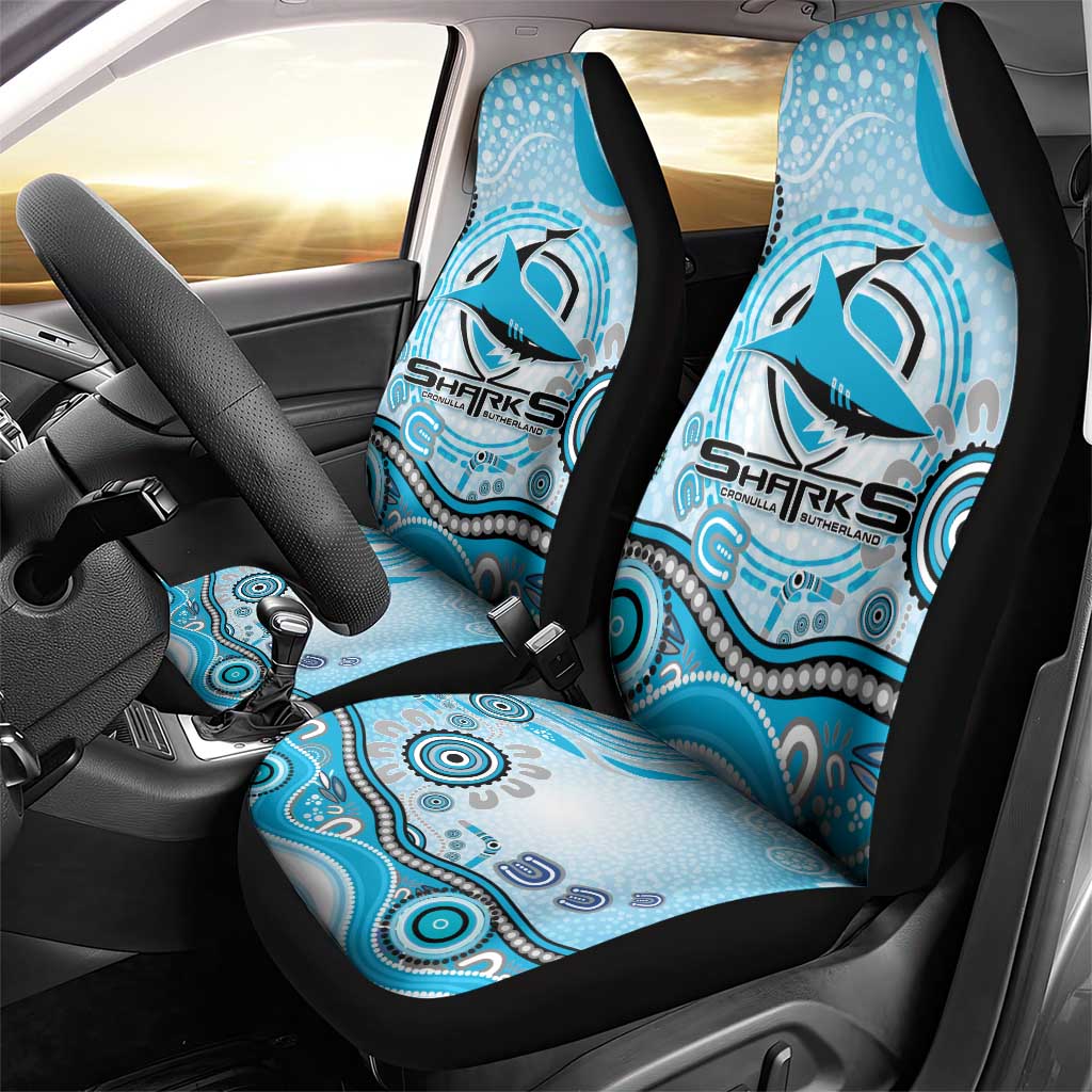 Cronulla Sutherland Sharks Rugby Car Seat Cover Australian Aboriginal Dot Painting Style