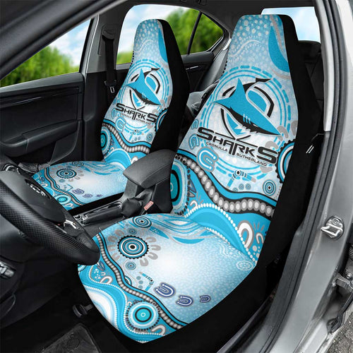 Cronulla Sutherland Sharks Rugby Car Seat Cover Australian Aboriginal Dot Painting Style