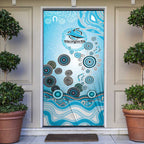 Cronulla Sutherland Sharks Rugby Door Cover Australian Aboriginal Dot Painting Style