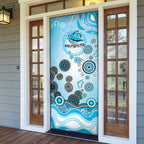 Cronulla Sutherland Sharks Rugby Door Cover Australian Aboriginal Dot Painting Style