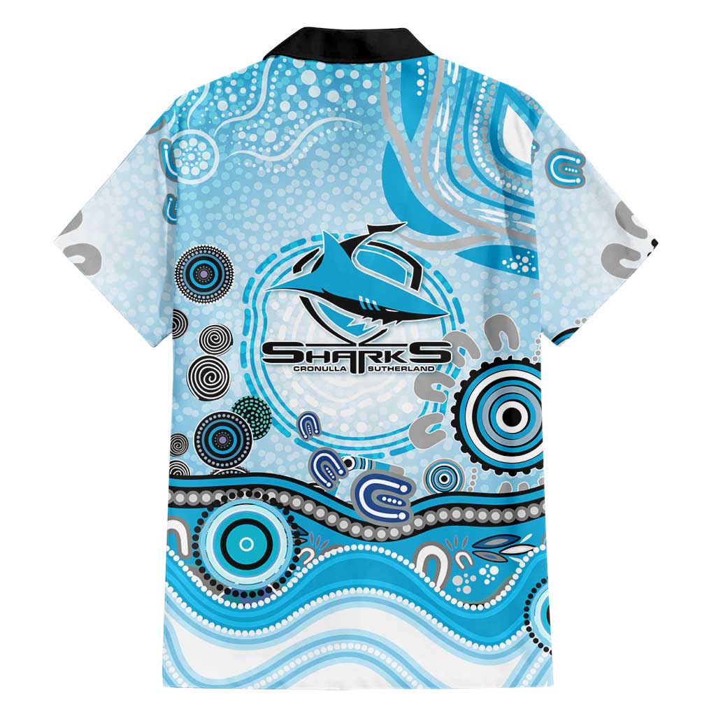 Cronulla Sutherland Sharks Rugby Family Matching Long Sleeve Bodycon Dress and Hawaiian Shirt Australian Aboriginal Dot Painting Style