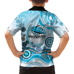 Cronulla Sutherland Sharks Rugby Family Matching Summer Maxi Dress and Hawaiian Shirt Australian Aboriginal Dot Painting Style