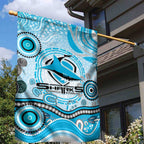 Cronulla Sutherland Sharks Rugby Garden Flag Australian Aboriginal Dot Painting Style