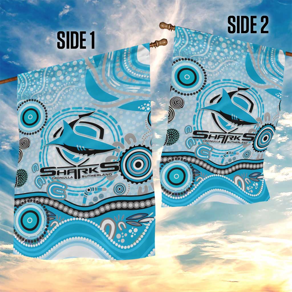 Cronulla Sutherland Sharks Rugby Garden Flag Australian Aboriginal Dot Painting Style