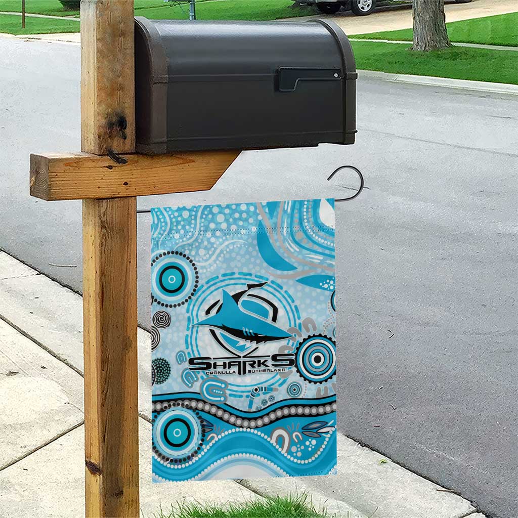 Cronulla Sutherland Sharks Rugby Garden Flag Australian Aboriginal Dot Painting Style