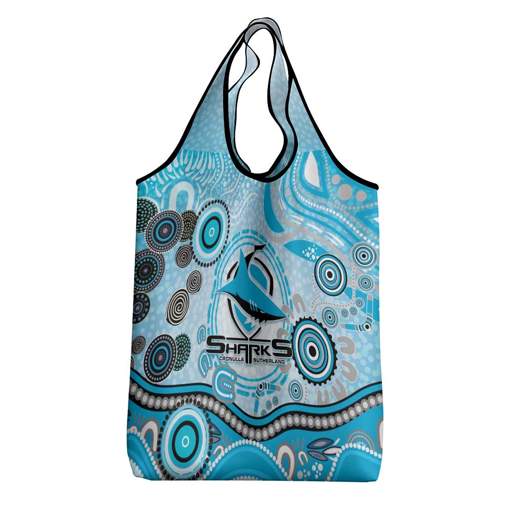 Cronulla Sutherland Sharks Rugby Grocery Bag Australian Aboriginal Dot Painting Style