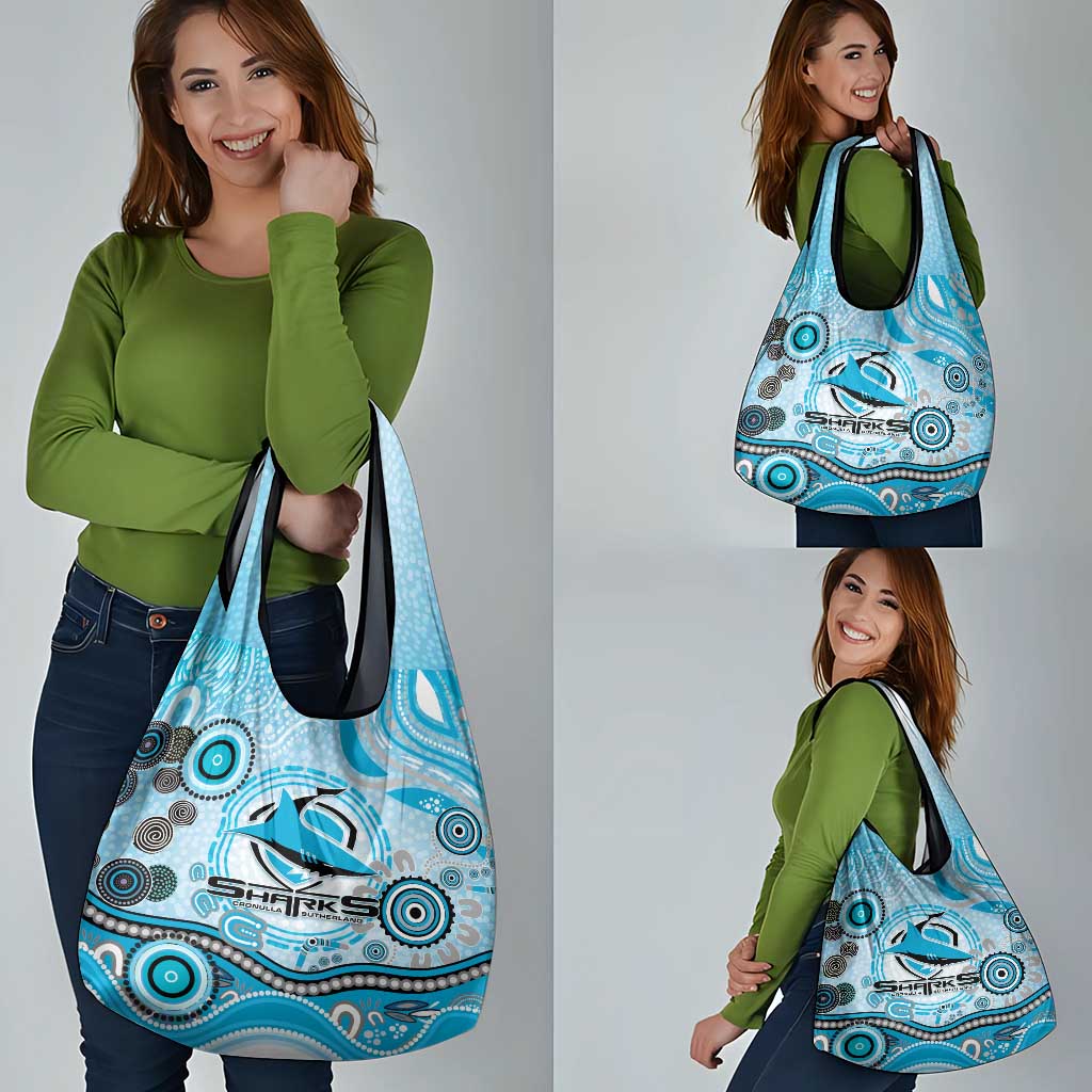 Cronulla Sutherland Sharks Rugby Grocery Bag Australian Aboriginal Dot Painting Style