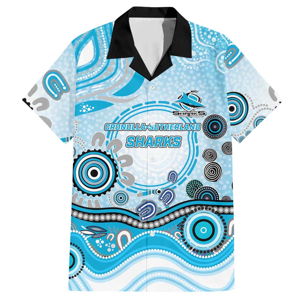 Cronulla Sutherland Sharks Rugby Hawaiian Shirt Australian Aboriginal Dot Painting Style