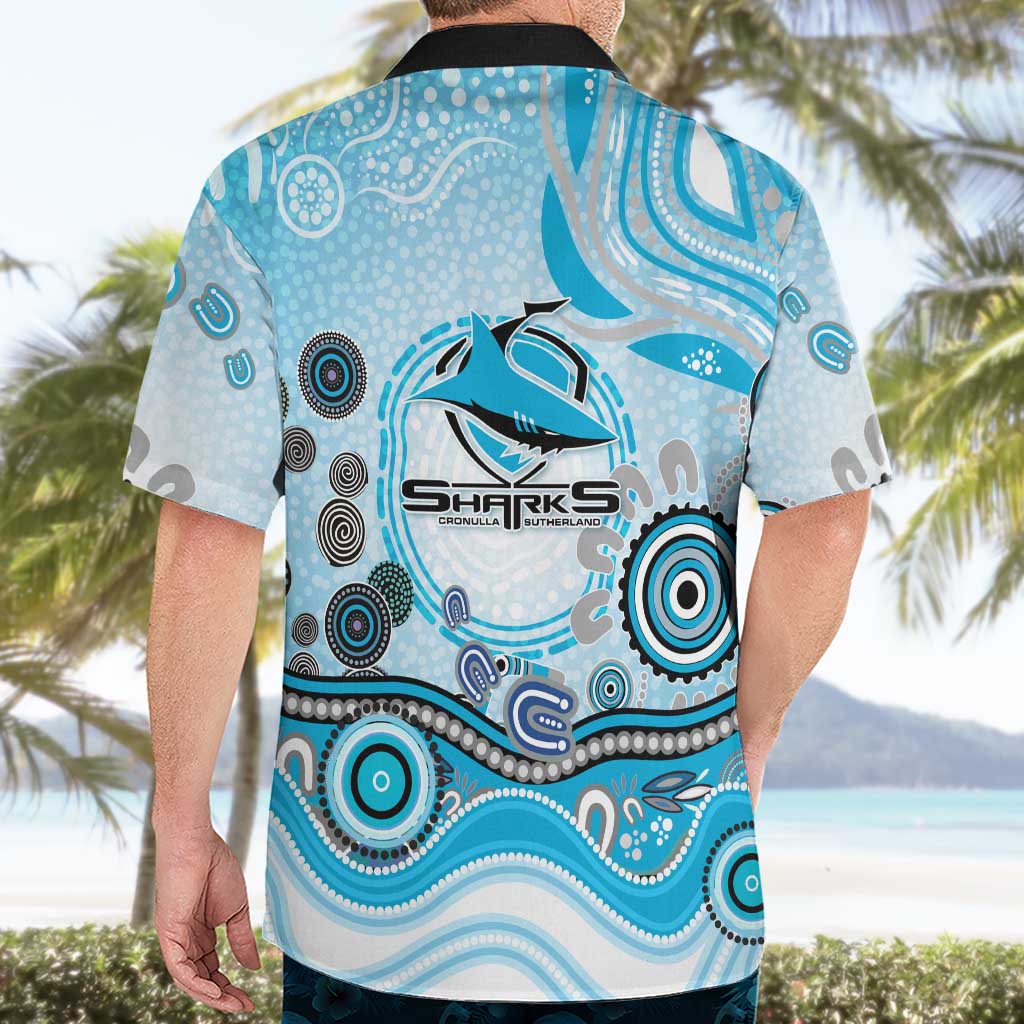 Cronulla Sutherland Sharks Rugby Hawaiian Shirt Australian Aboriginal Dot Painting Style