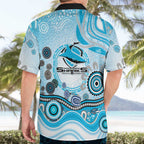 Cronulla Sutherland Sharks Rugby Hawaiian Shirt Australian Aboriginal Dot Painting Style