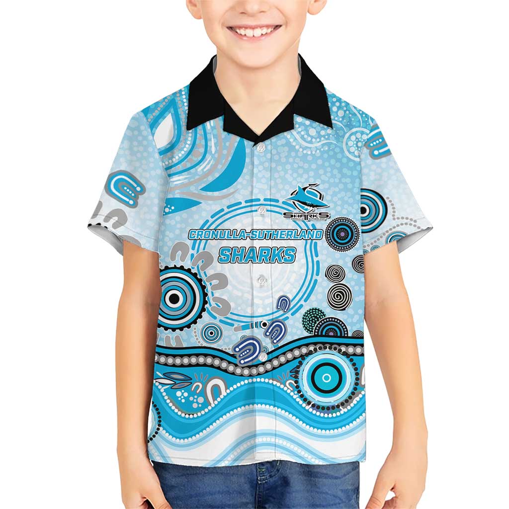 Cronulla Sutherland Sharks Rugby Hawaiian Shirt Australian Aboriginal Dot Painting Style