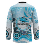 Cronulla Sutherland Sharks Rugby Hockey Jersey Australian Aboriginal Dot Painting Style