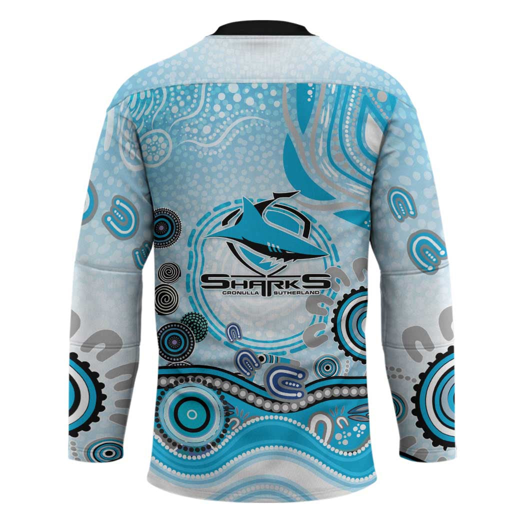 Cronulla Sutherland Sharks Rugby Hockey Jersey Australian Aboriginal Dot Painting Style
