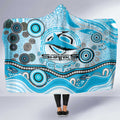 Cronulla Sutherland Sharks Rugby Hooded Blanket Australian Aboriginal Dot Painting Style