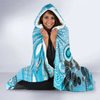 Cronulla Sutherland Sharks Rugby Hooded Blanket Australian Aboriginal Dot Painting Style