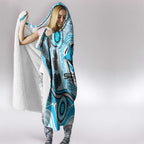 Cronulla Sutherland Sharks Rugby Hooded Blanket Australian Aboriginal Dot Painting Style
